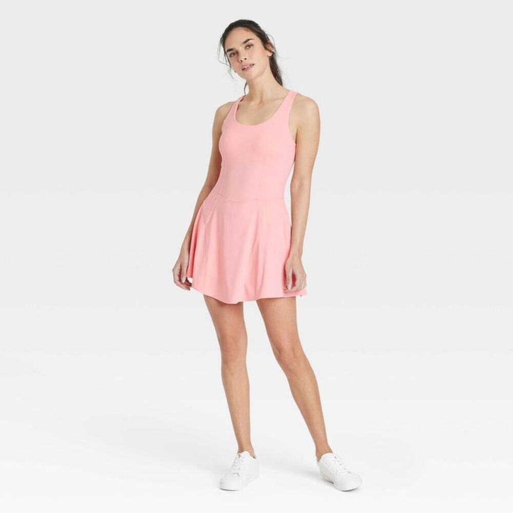 Women's Active Dress with Lace Up Detail back- JoyLab Coral Pink M